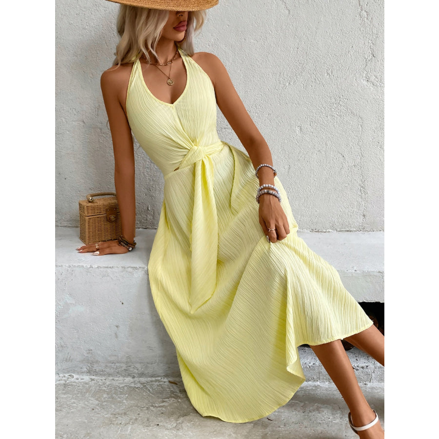 Halter Neck Midi Dress Apparel and Accessories