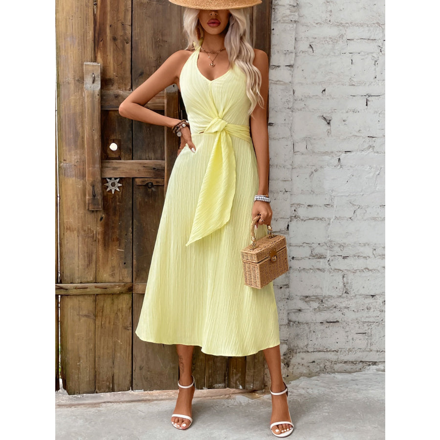 Halter Neck Midi Dress Apparel and Accessories