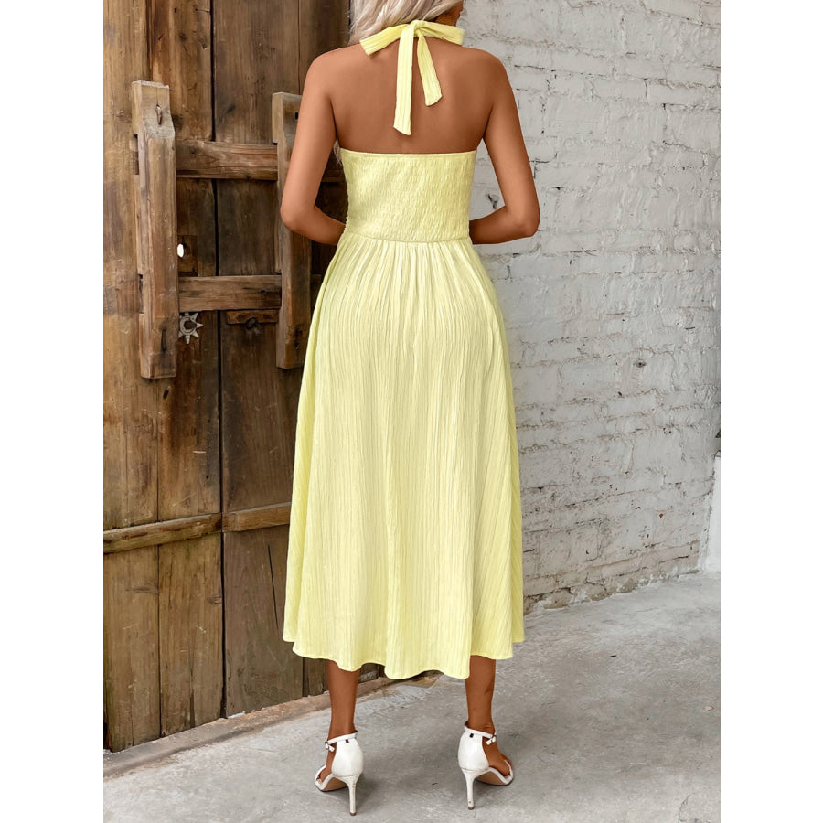 Halter Neck Midi Dress Apparel and Accessories