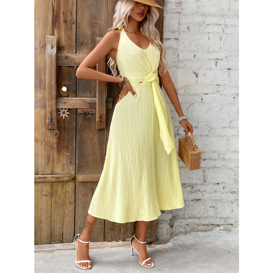 Halter Neck Midi Dress Apparel and Accessories