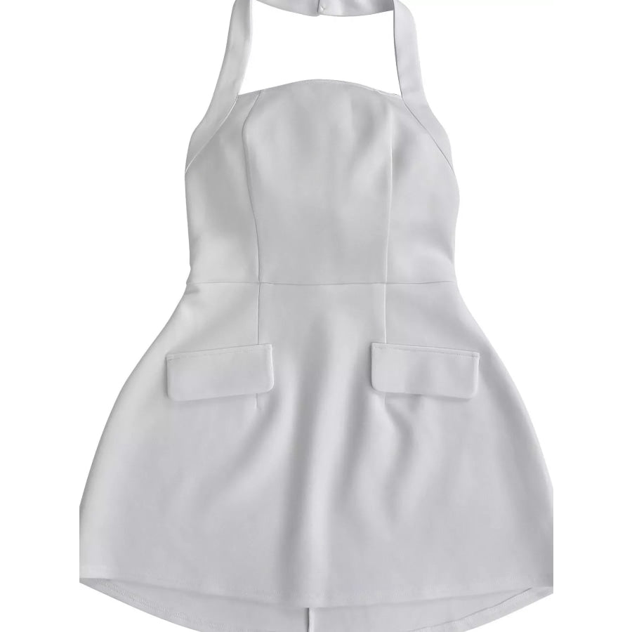 Halter Neck Mini Dress with Flap Pocket Detail Apparel and Accessories
