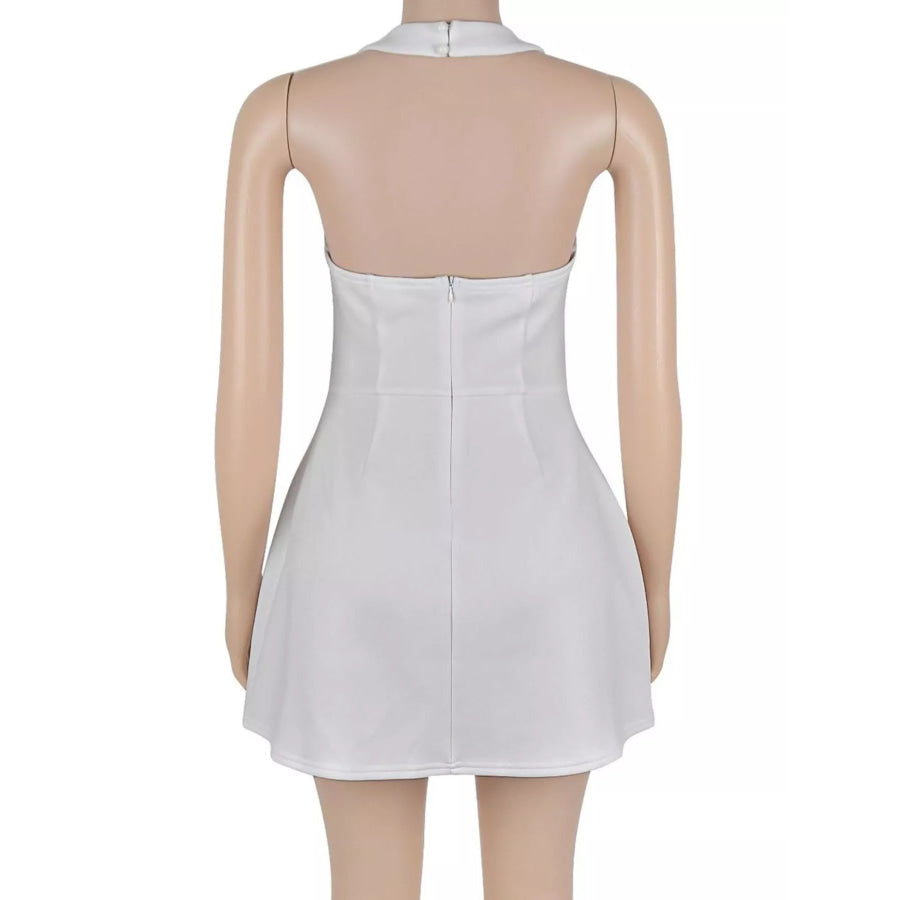 Halter Neck Mini Dress with Flap Pocket Detail Apparel and Accessories