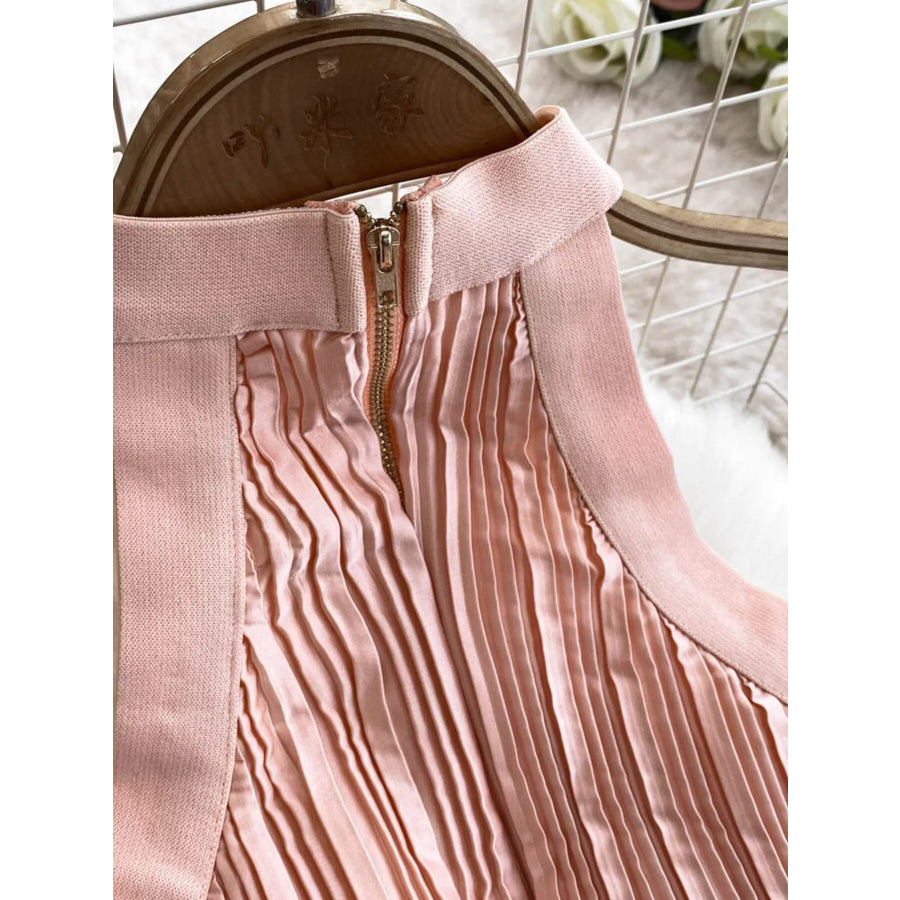 Halter Neck Pleated Maxi Dress Apparel and Accessories