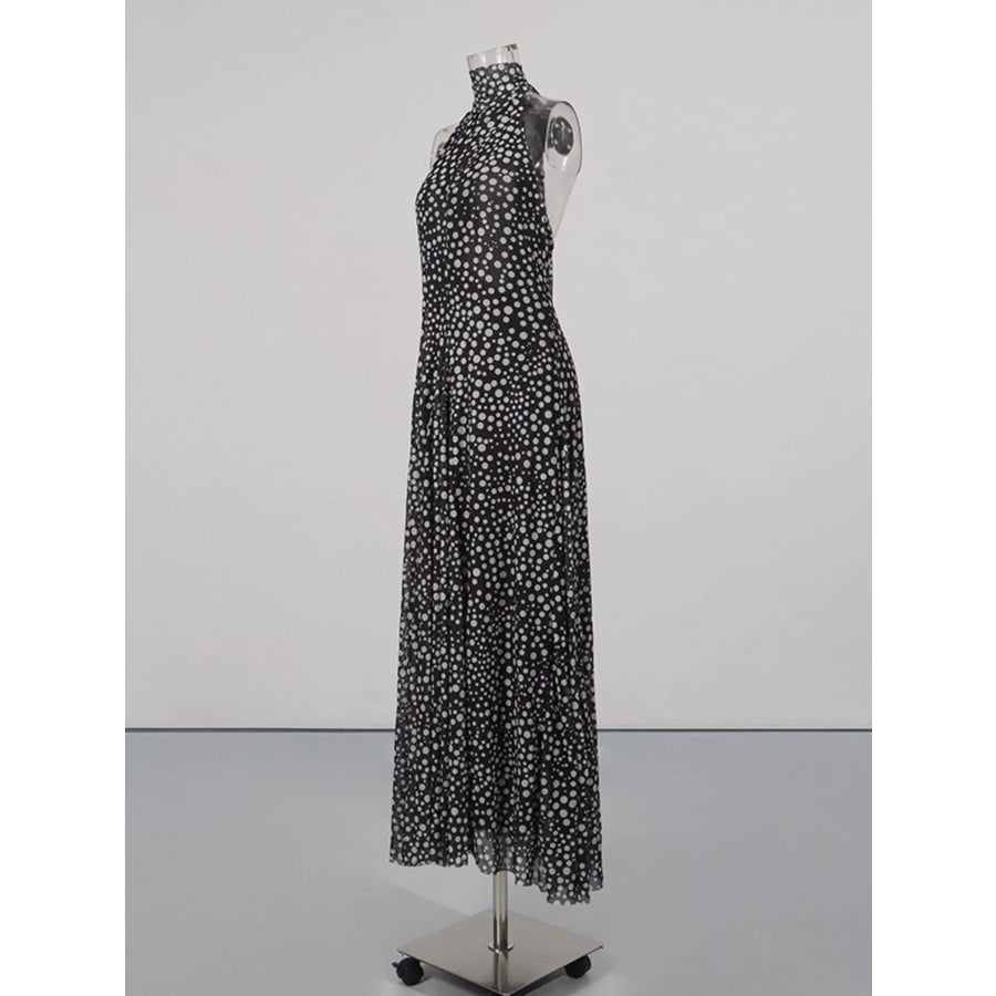 Halter Neck Polka Dot Maxi Dress Apparel and Accessories