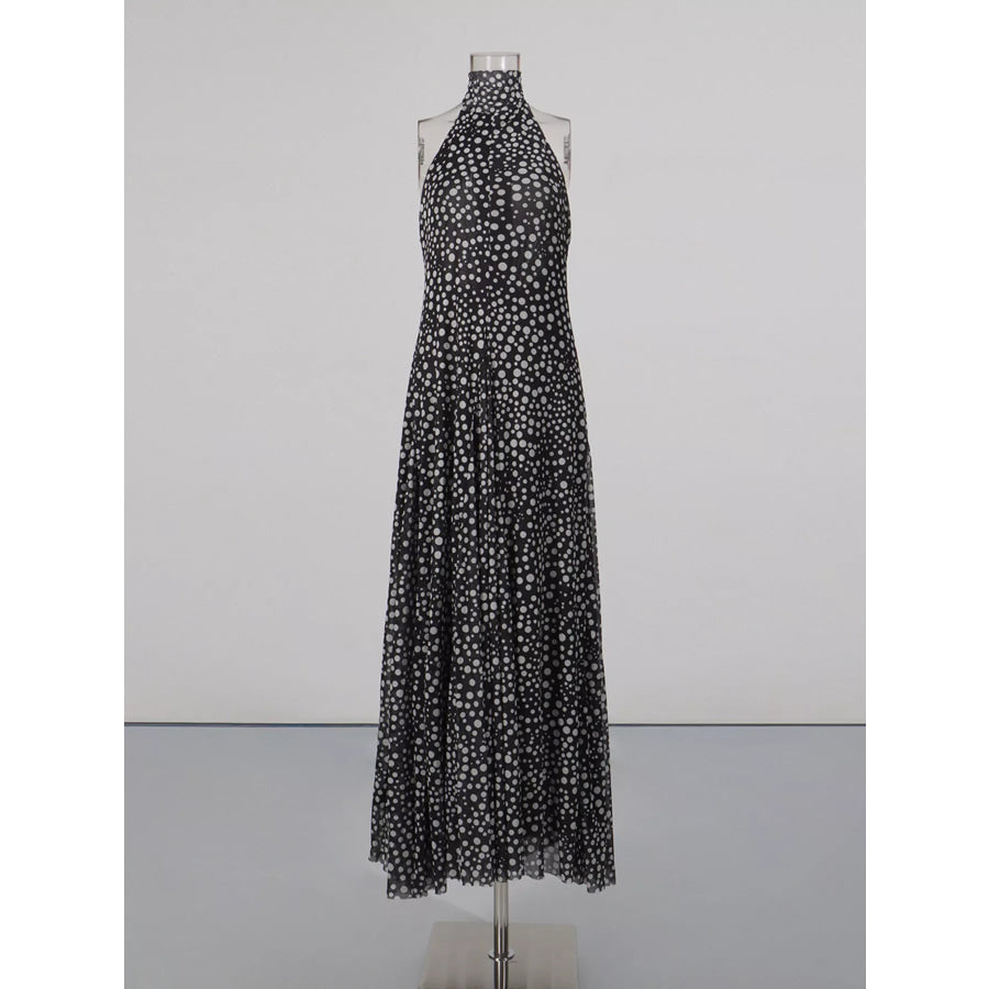 Halter Neck Polka Dot Maxi Dress Apparel and Accessories