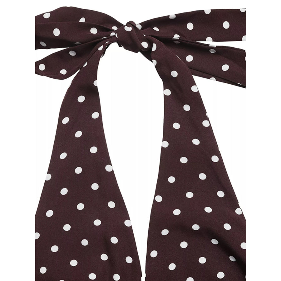 Halter Neck Polka Dot Maxi Dress Apparel and Accessories