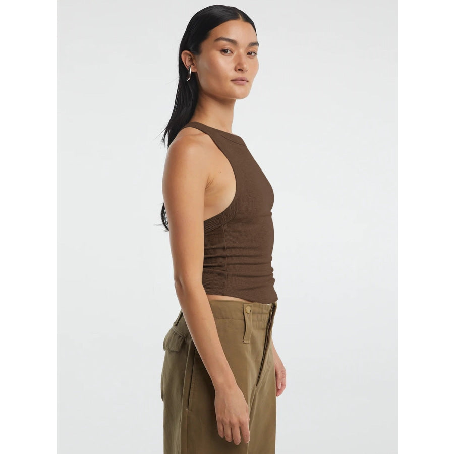 Halter Neck Ribbed Cropped Top