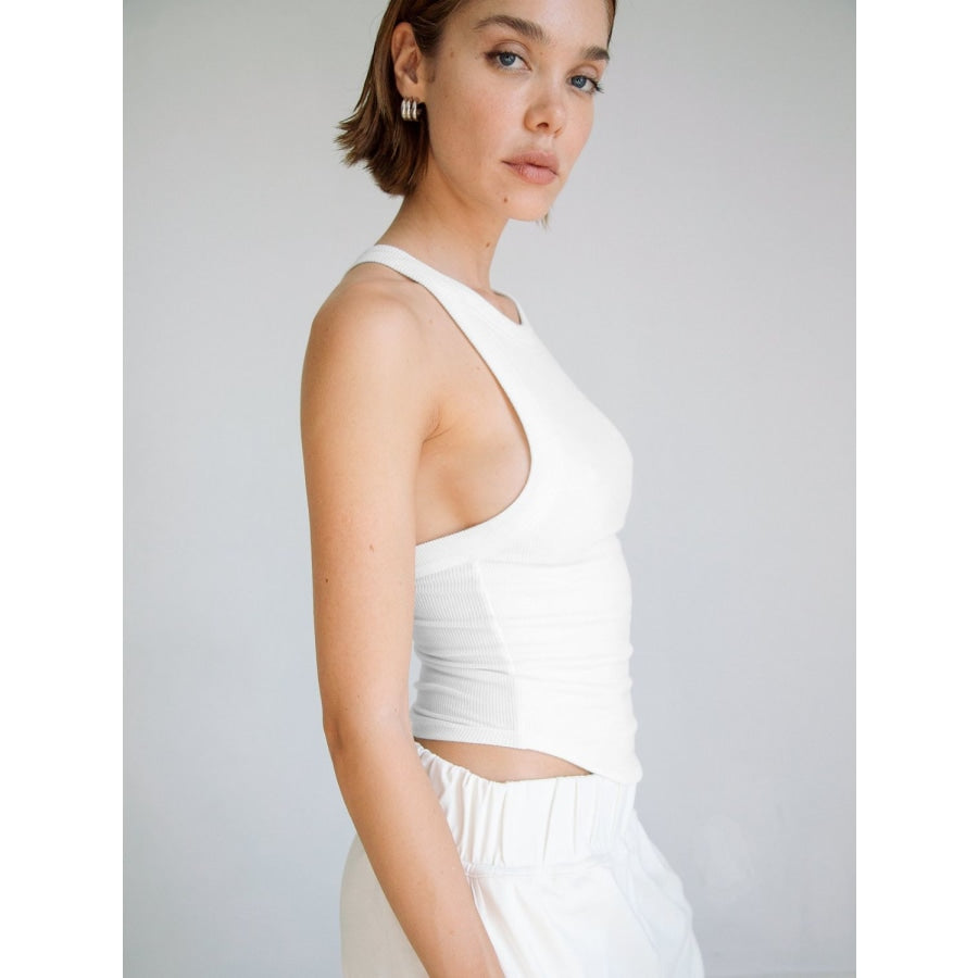 Halter Neck Ribbed Cropped Top