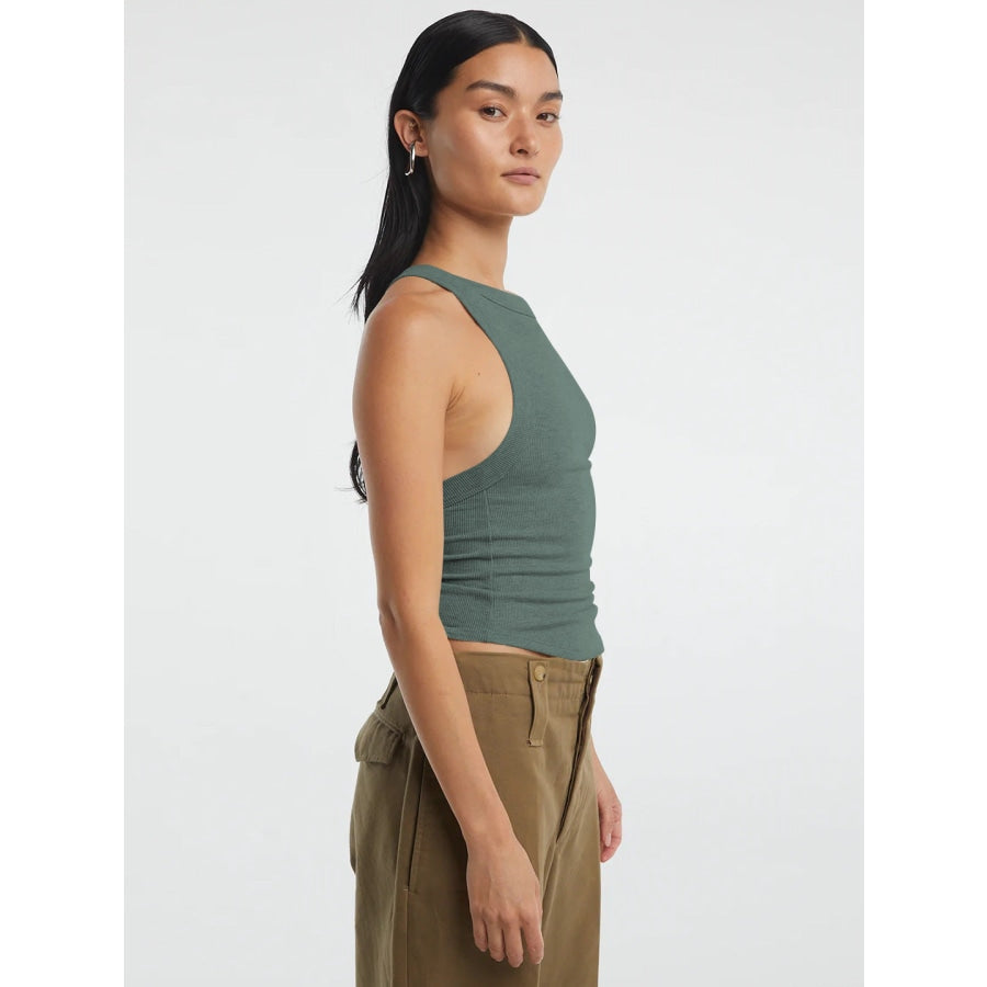 Halter Neck Ribbed Cropped Top