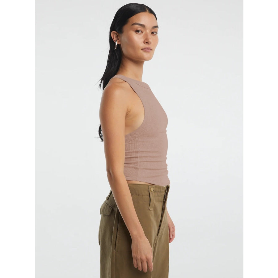 Halter Neck Ribbed Cropped Top