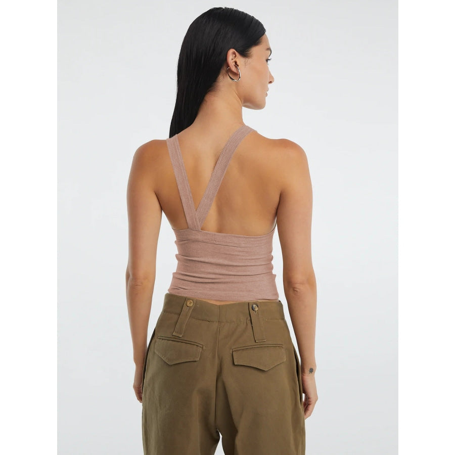 Halter Neck Ribbed Cropped Top