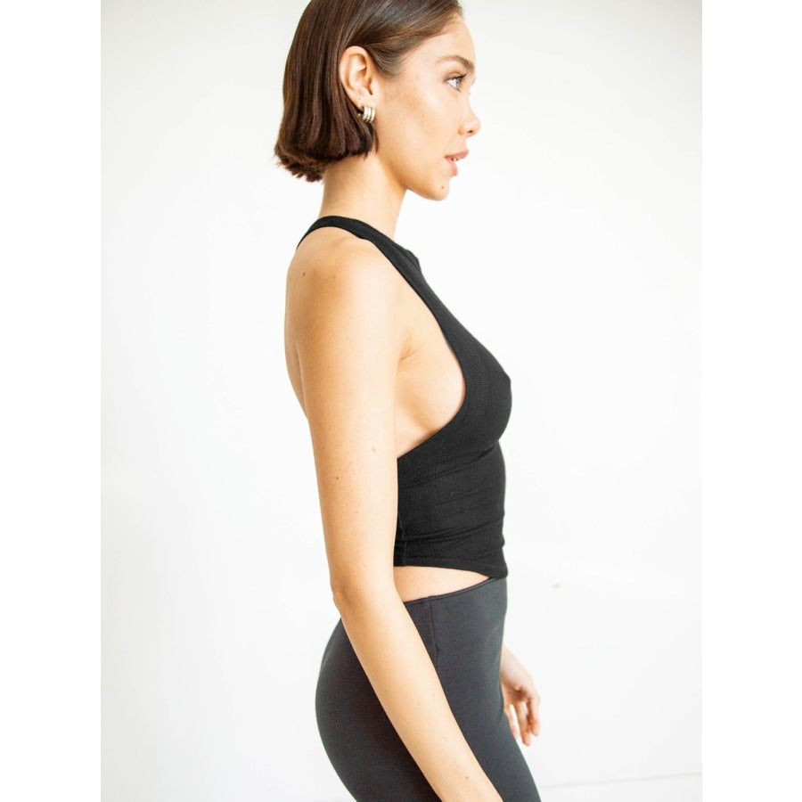 Halter Neck Ribbed Cropped Top