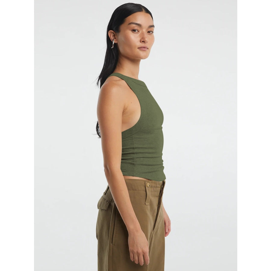 Halter Neck Ribbed Cropped Top