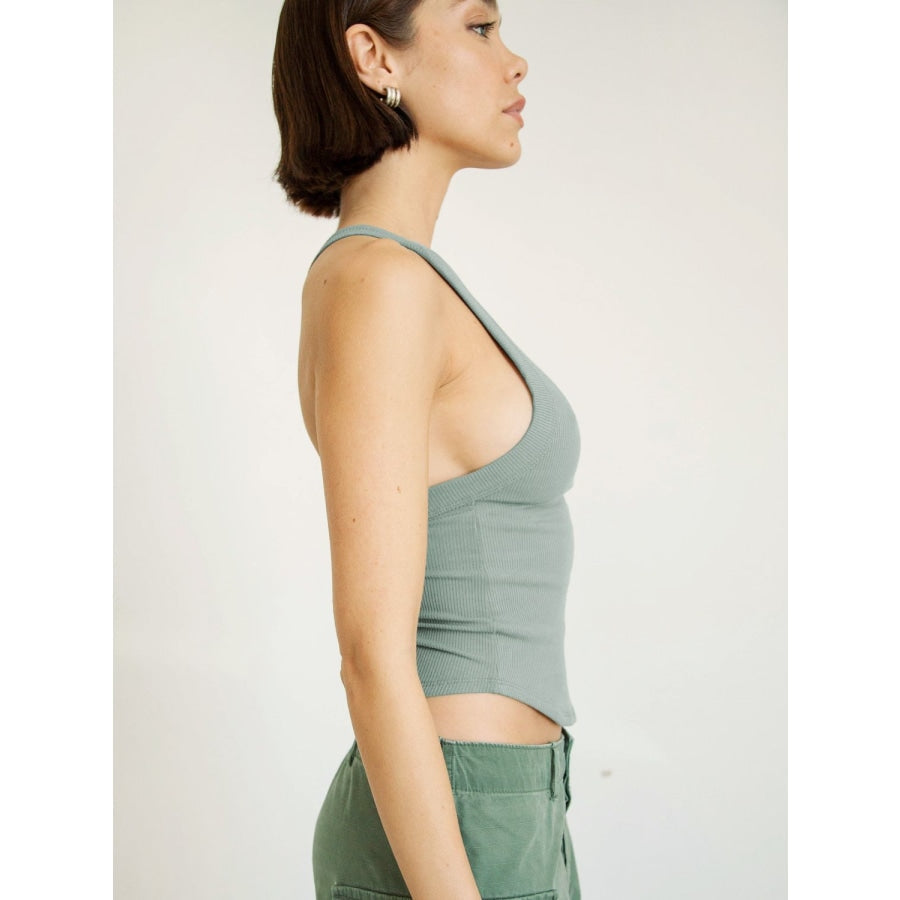 Halter Neck Ribbed Cropped Top