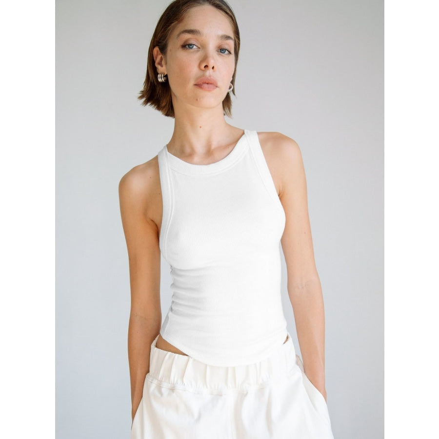 Halter Neck Ribbed Cropped Top White / S