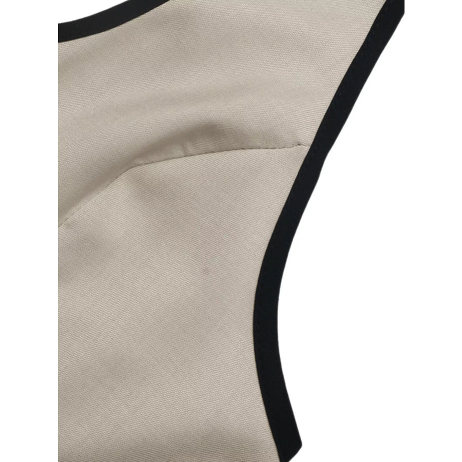 Halter Neck Romper with Contrasting Trim Apparel and Accessories