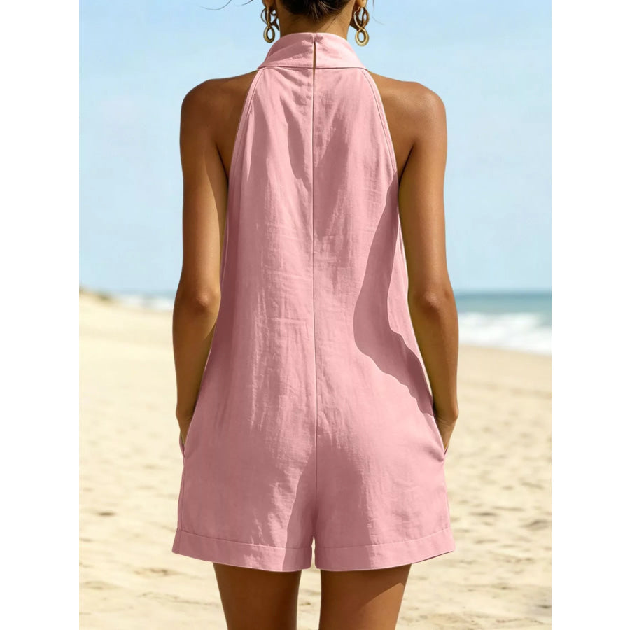 Halter Neck Romper with Pockets Apparel and Accessories