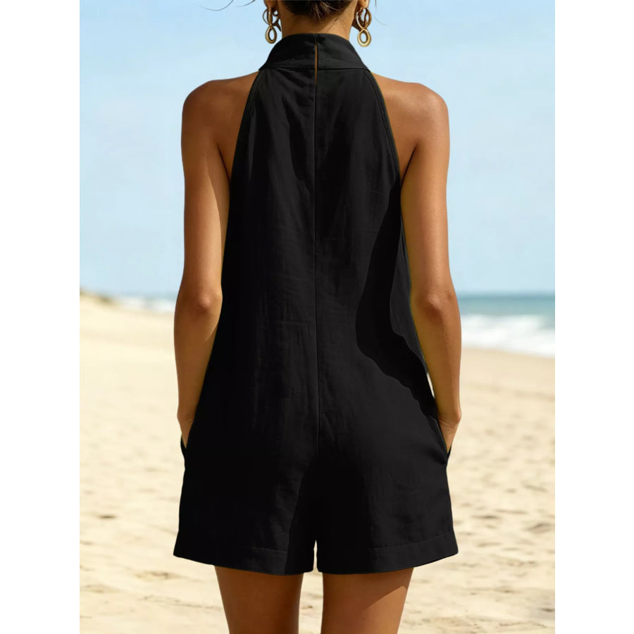 Halter Neck Romper with Pockets Apparel and Accessories