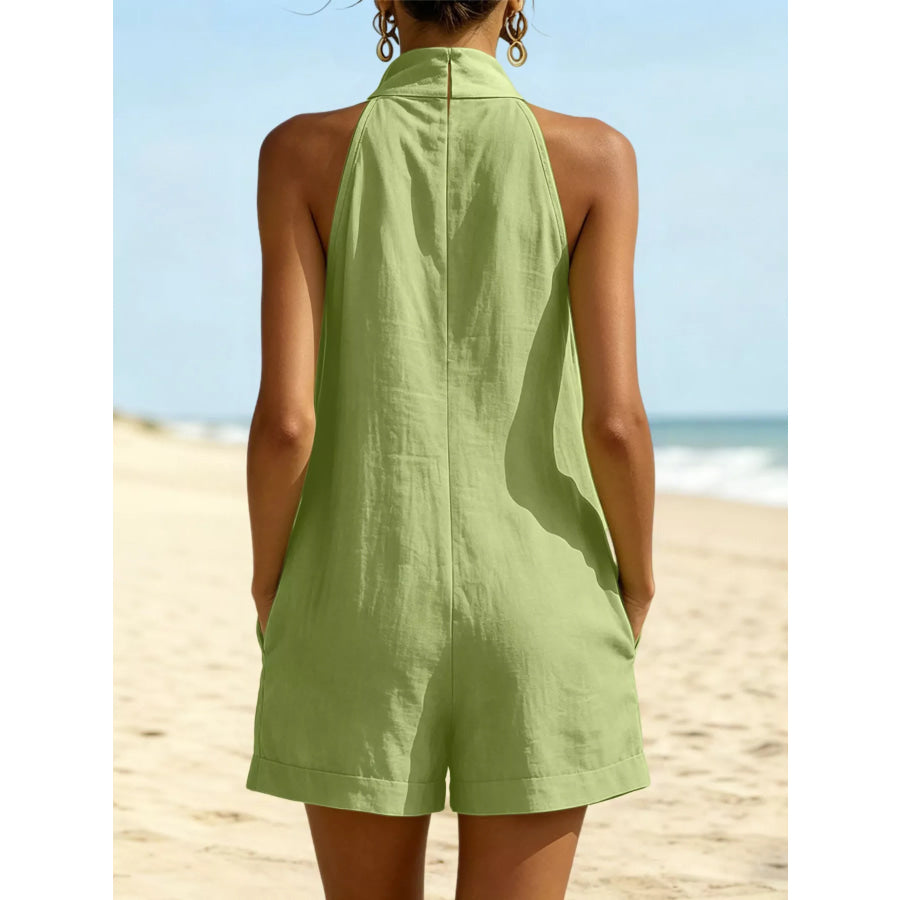 Halter Neck Romper with Pockets Apparel and Accessories
