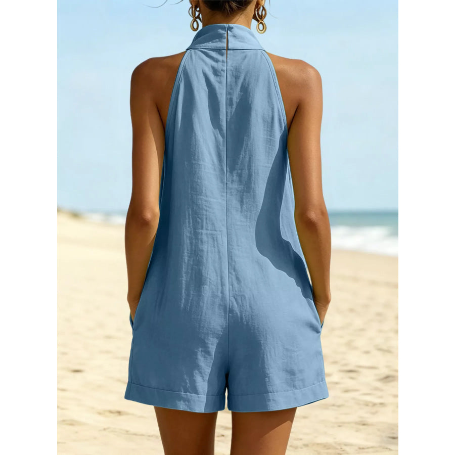 Halter Neck Romper with Pockets Apparel and Accessories
