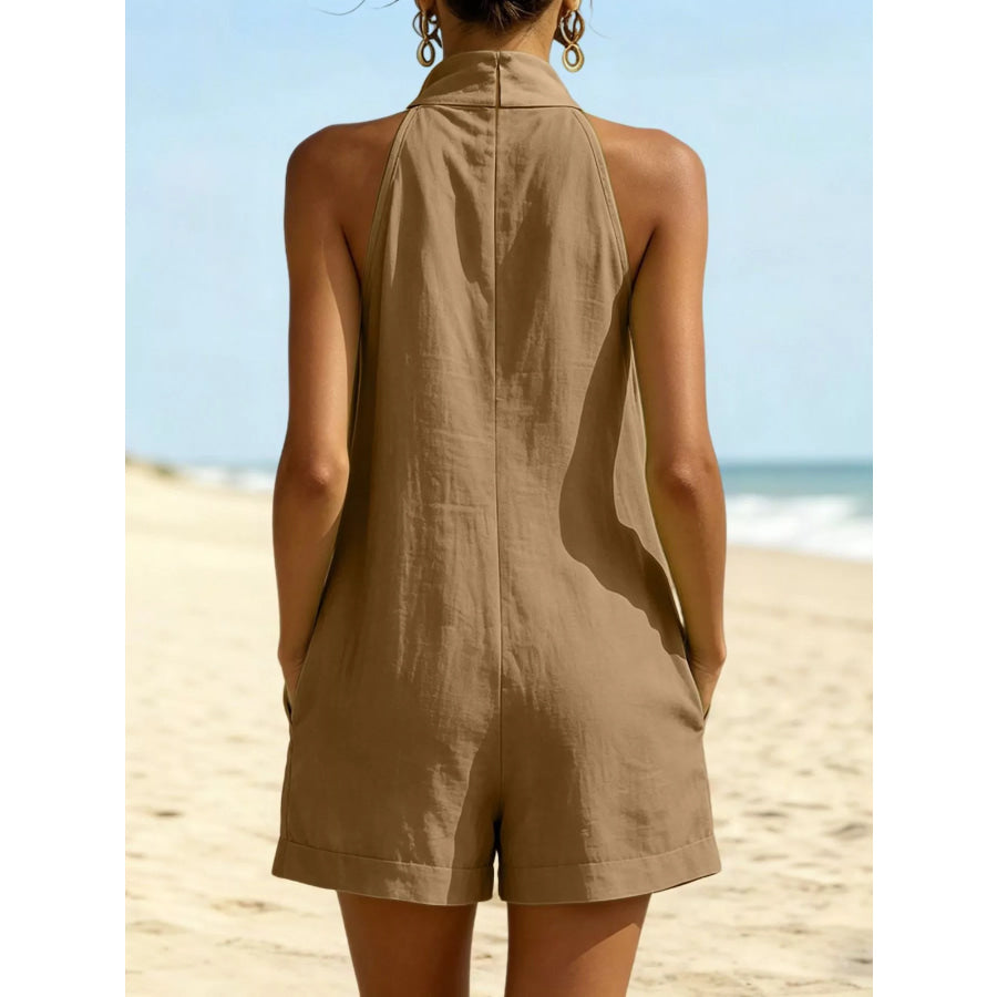 Halter Neck Romper with Pockets Apparel and Accessories