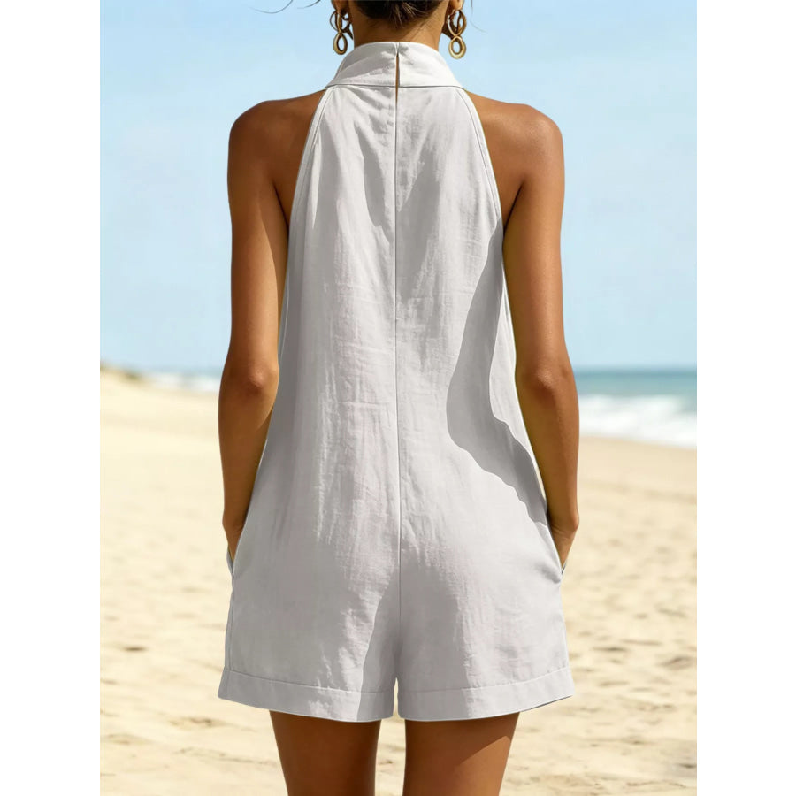 Halter Neck Romper with Pockets Apparel and Accessories