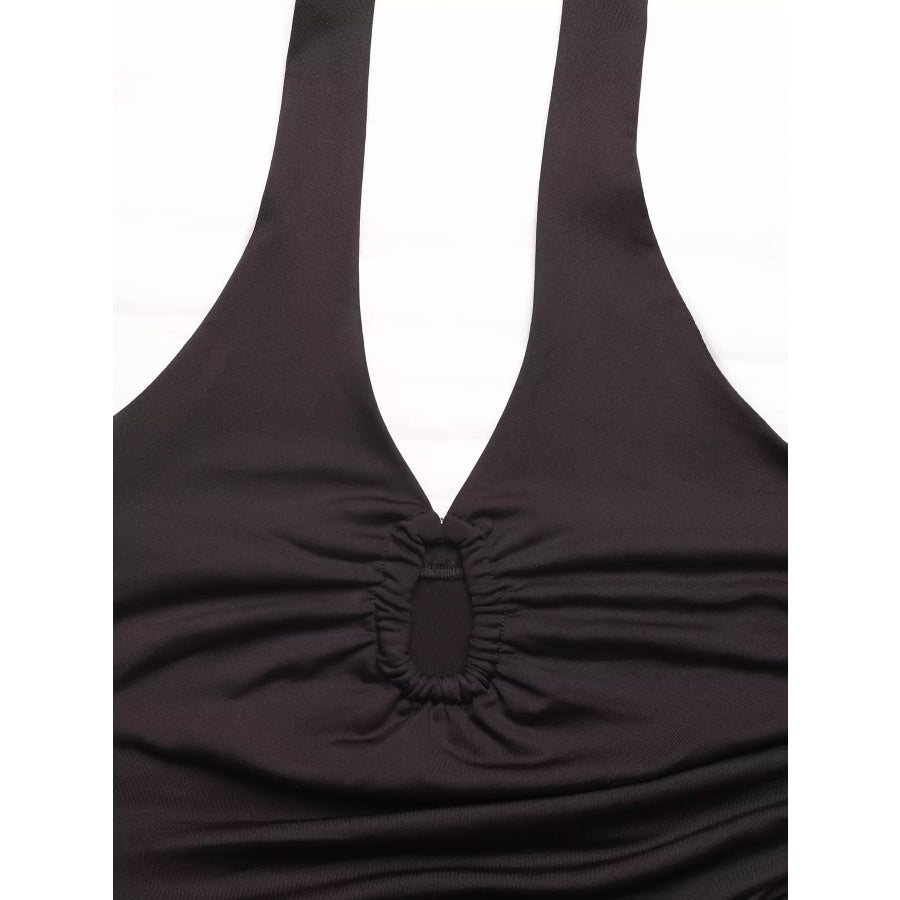 Halter Neck Ruched Bodysuit Apparel and Accessories