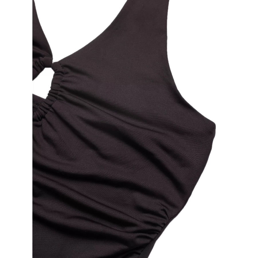 Halter Neck Ruched Bodysuit Apparel and Accessories