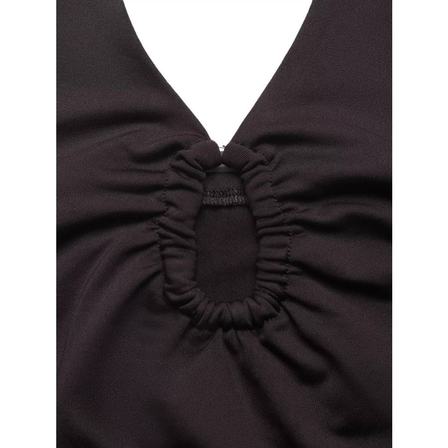 Halter Neck Ruched Bodysuit Apparel and Accessories