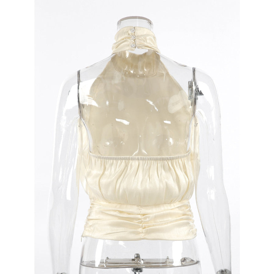 Halter Neck Ruched Cami Top Apparel and Accessories