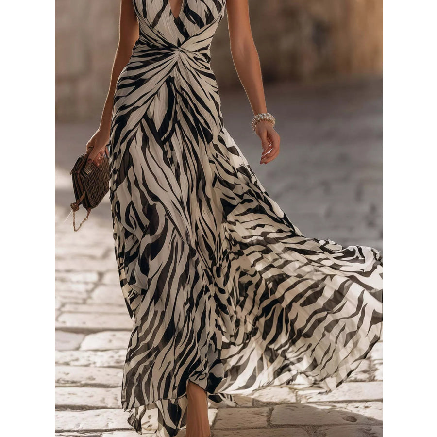 Halter Neck Ruched Maxi Dress Apparel and Accessories