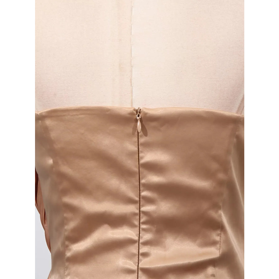 Halter Neck Ruched Maxi Dress Apparel and Accessories