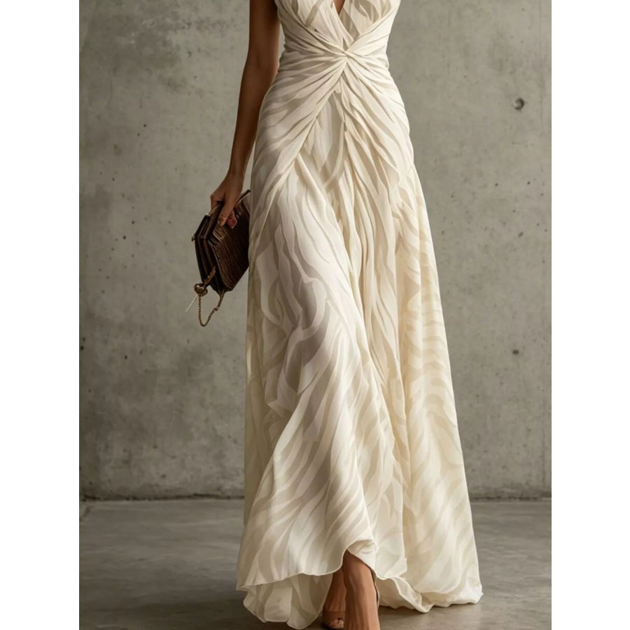Halter Neck Ruched Maxi Dress Apparel and Accessories