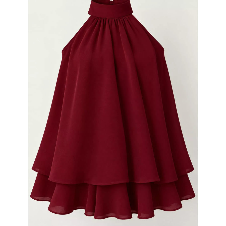Halter Neck Ruched Mini Dress Apparel and Accessories