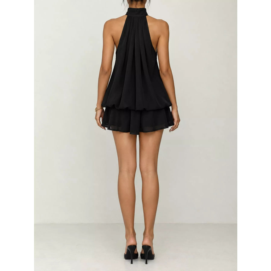 Halter Neck Ruched Mini Dress Apparel and Accessories