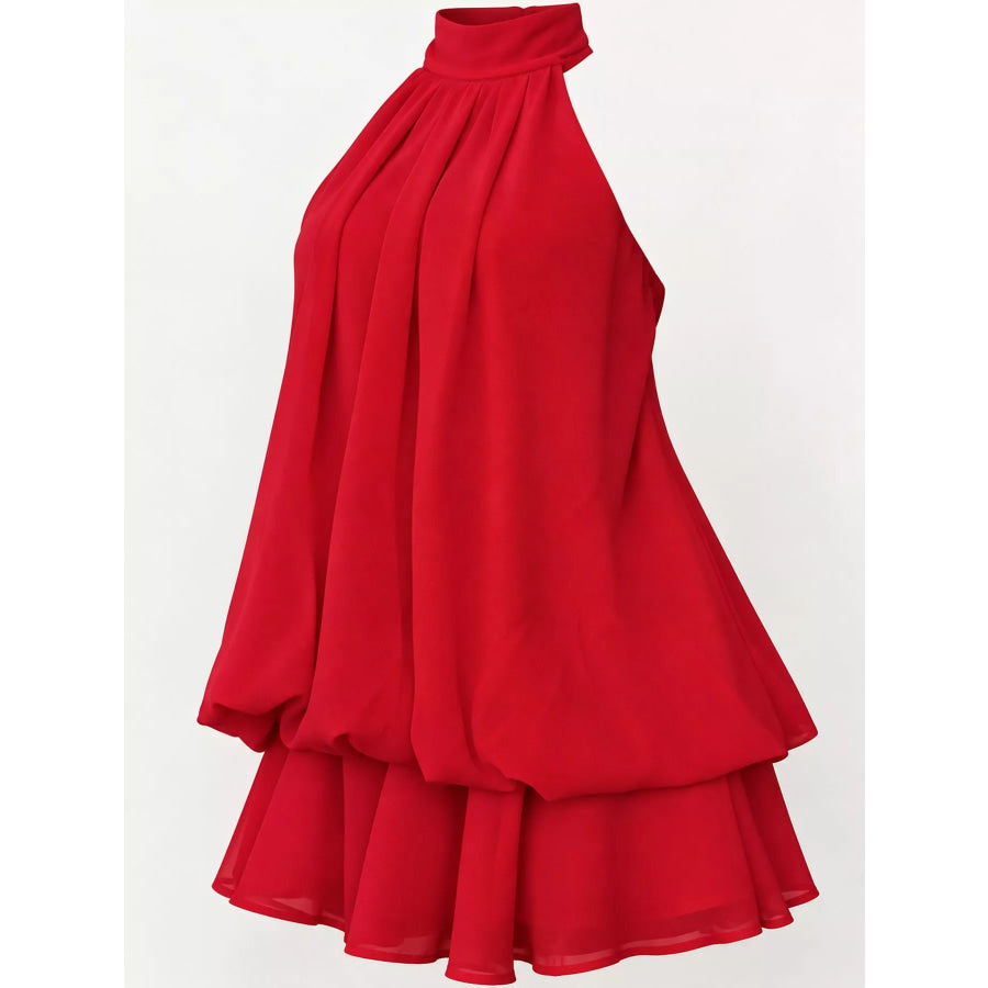 Halter Neck Ruched Mini Dress Apparel and Accessories