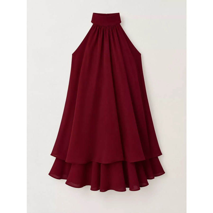 Halter Neck Ruched Mini Dress Apparel and Accessories