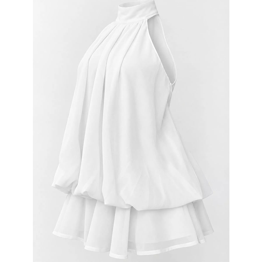 Halter Neck Ruched Mini Dress Apparel and Accessories