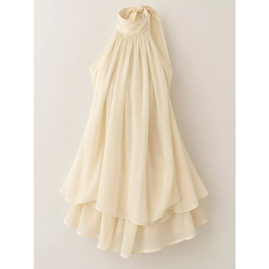 Halter Neck Ruched Mini Dress Apparel and Accessories