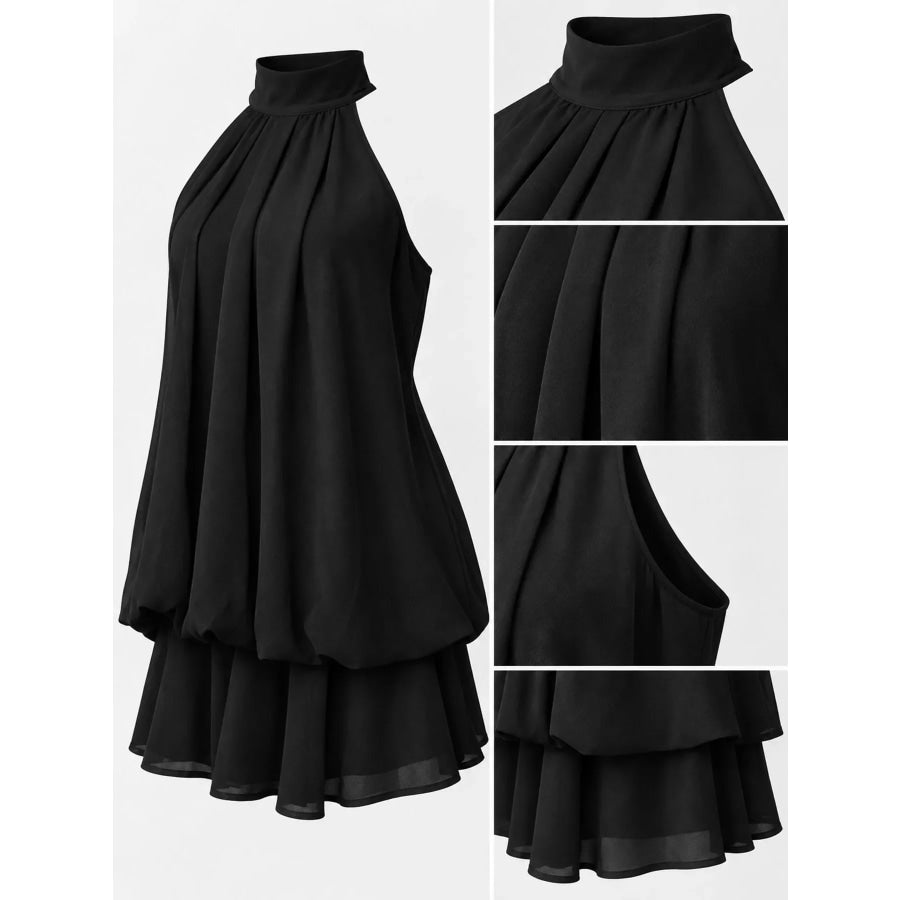 Halter Neck Ruched Mini Dress Apparel and Accessories