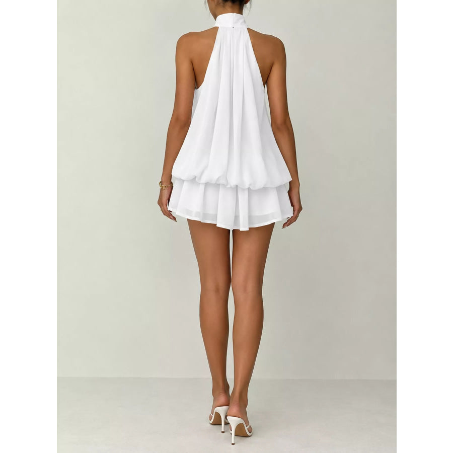 Halter Neck Ruched Mini Dress Apparel and Accessories