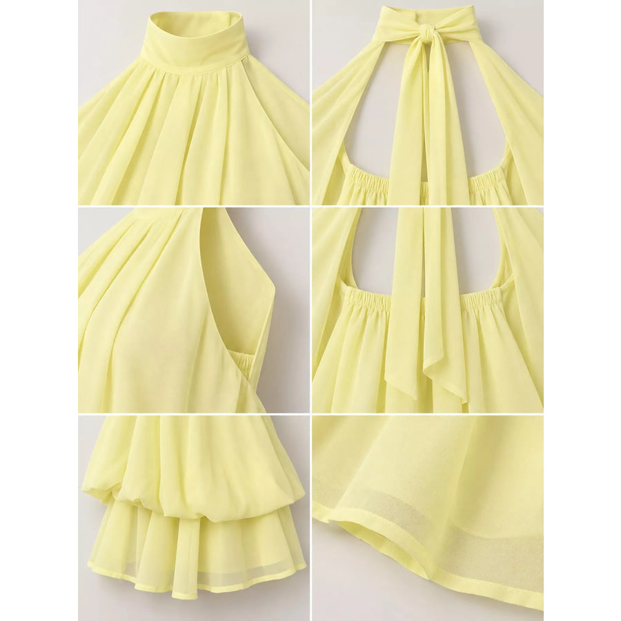 Halter Neck Ruched Mini Dress Apparel and Accessories
