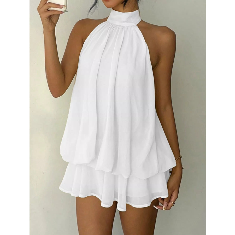 Halter Neck Ruched Mini Dress Apparel and Accessories