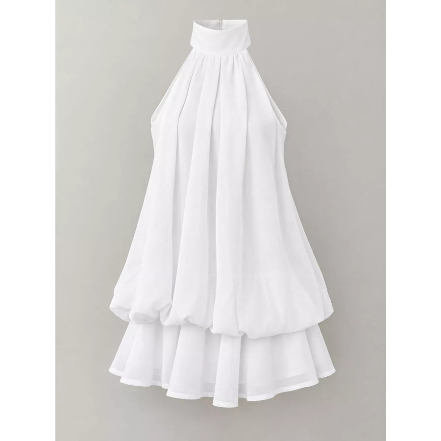 Halter Neck Ruched Mini Dress Apparel and Accessories