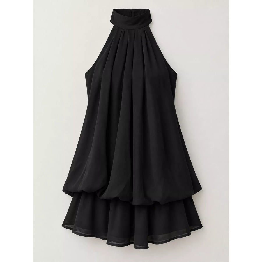 Halter Neck Ruched Mini Dress Apparel and Accessories