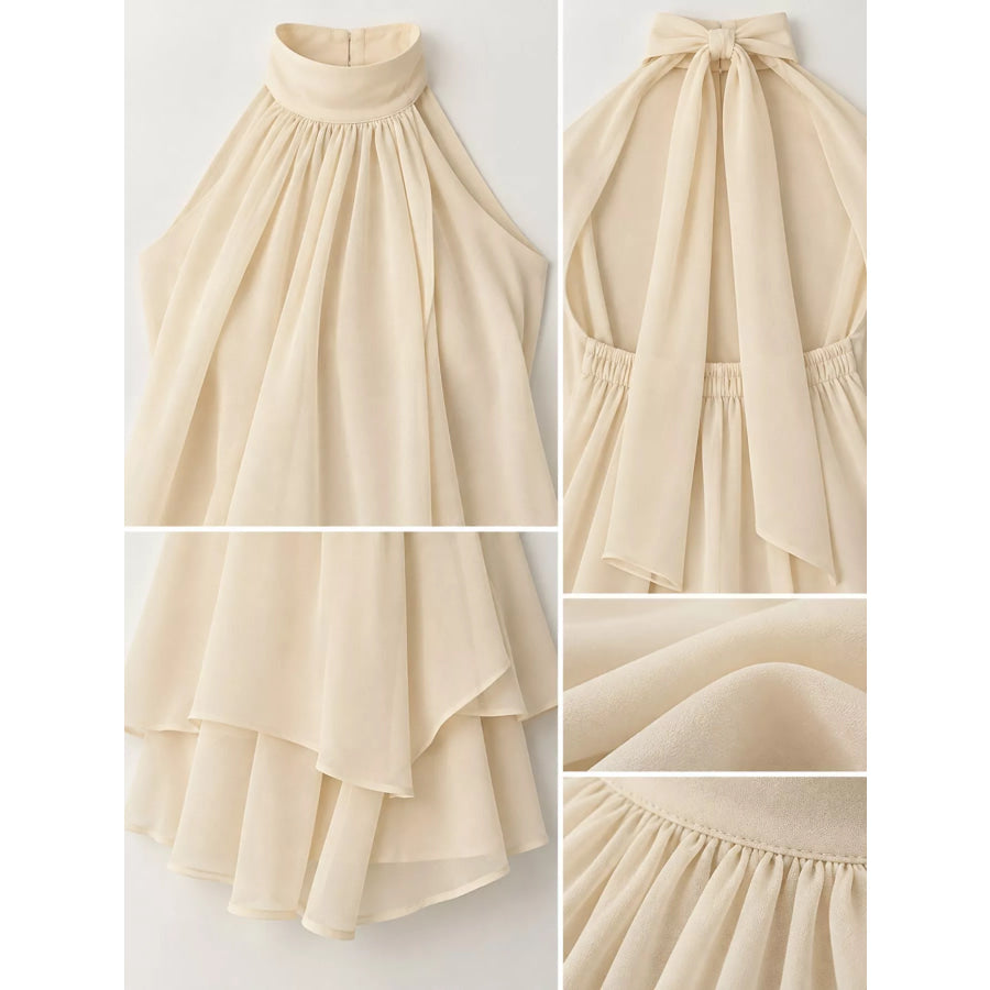 Halter Neck Ruched Mini Dress Apparel and Accessories