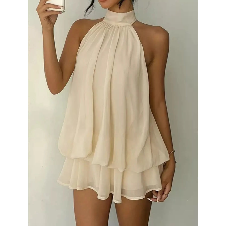 Halter Neck Ruched Mini Dress Apparel and Accessories