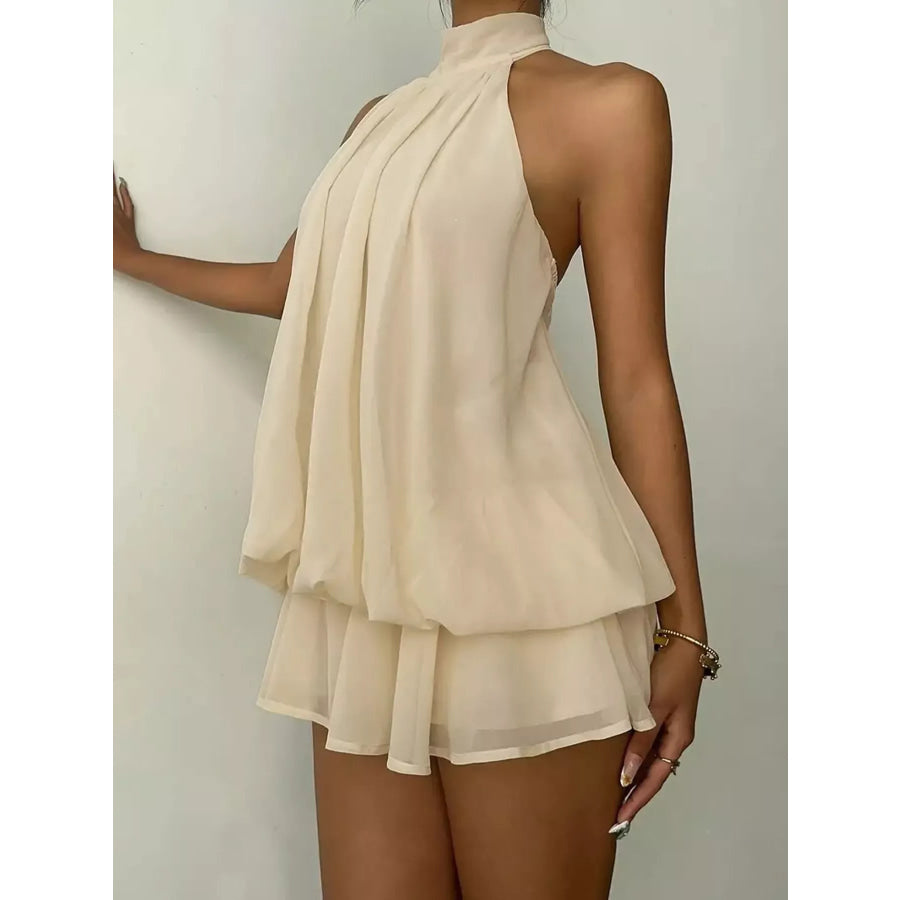Halter Neck Ruched Mini Dress Apparel and Accessories