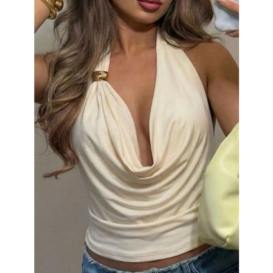Halter Neck Ruched Tank Apparel and Accessories