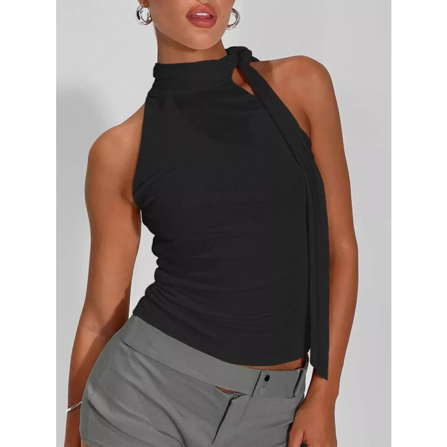 Halter Neck Ruched Top Black / XS Apparel and Accessories